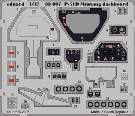 Eduard 33007 Etched Aircraft Detailling Set 1:32 North-American P-51D Mustang in