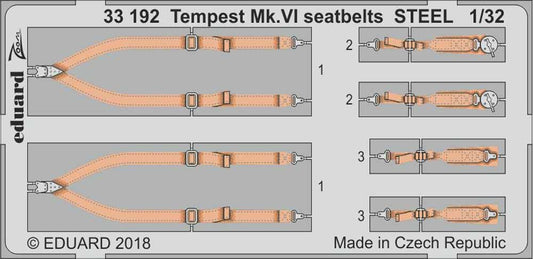 Eduard 33192 Etched Aircraft Detailling Set 1:32 Hawker Tempest Mk.VI seatbelts
