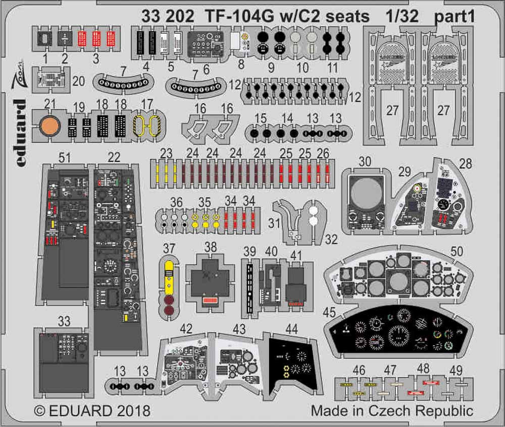Eduard 33202 Etched Aircraft Detailling Set 1:32 Lockheed TF-104G Starfighter w/