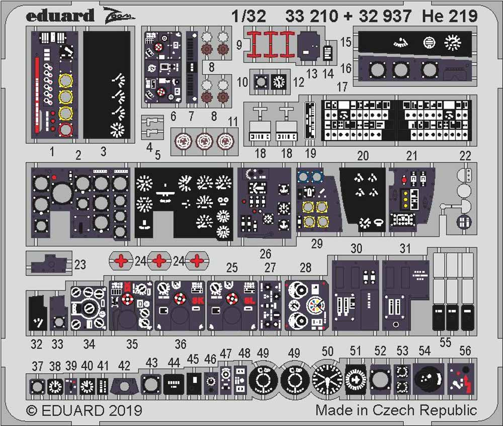 Eduard 33210 Etched Aircraft Detailling Set 1:32 Heinkel He-219A-7 'UHU'