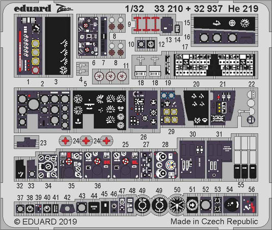 Eduard 33210 Etched Aircraft Detailling Set 1:32 Heinkel He-219A-7 'UHU'