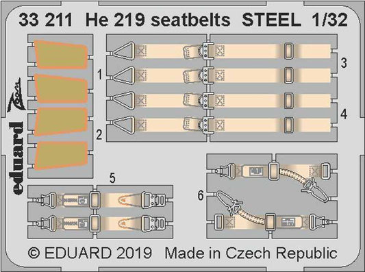 Eduard 33211 Etched Aircraft Detailling Set 1:32 Heinkel He-219A-7 'UHU' seatbel