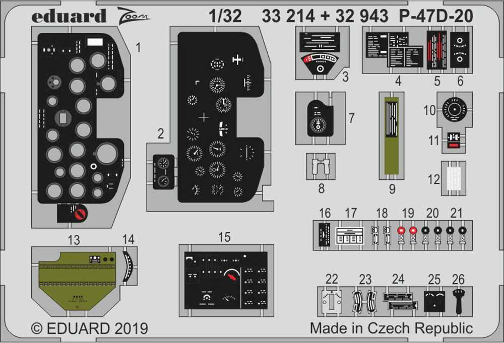Eduard 33214 Etched Aircraft Detailling Set 1:32 Republic P-47D-20 Thunderbolt
