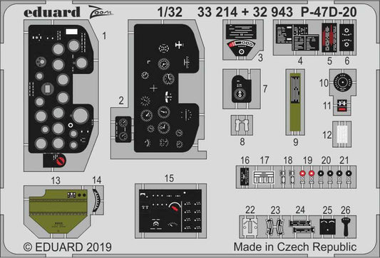 Eduard 33214 Etched Aircraft Detailling Set 1:32 Republic P-47D-20 Thunderbolt