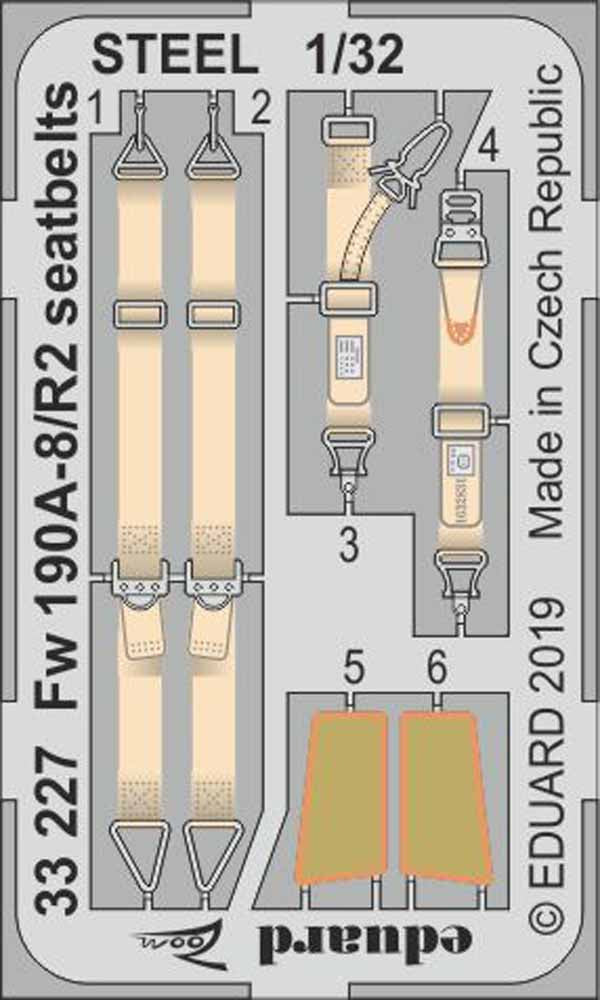 Eduard 33227 Etched Aircraft Detailling Set 1:32 Focke-Wulf Fw-190A-8/R2 seatbel