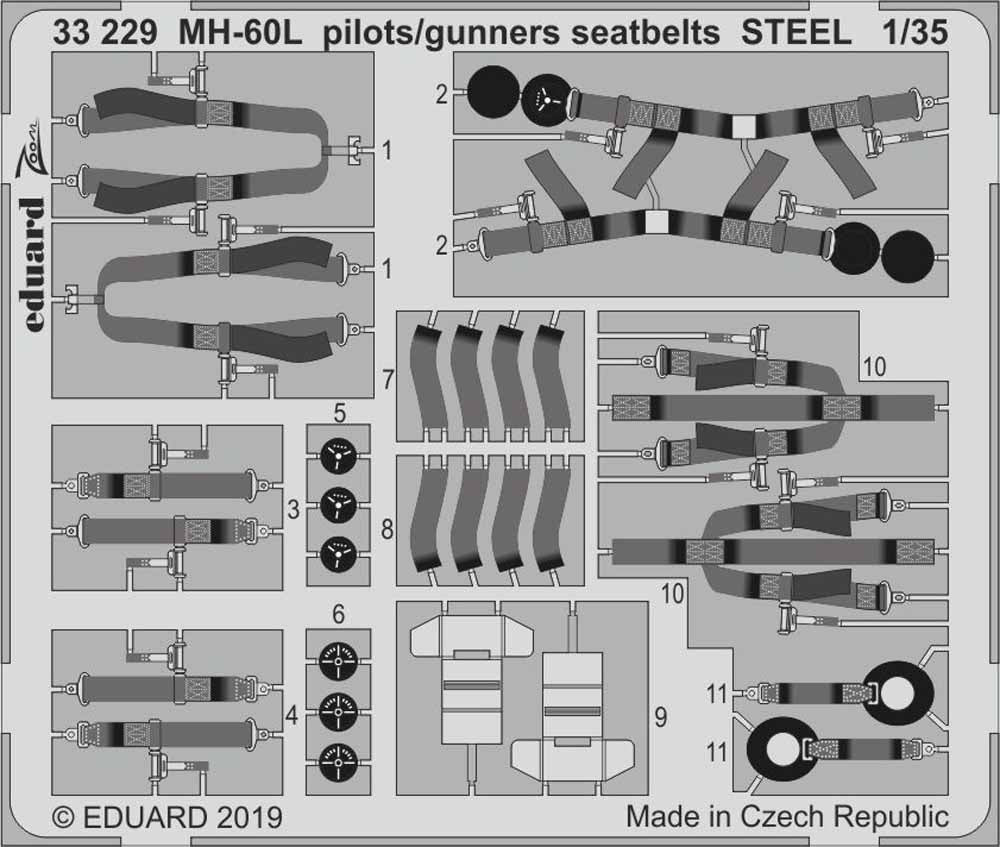 Eduard 33229 Etched Aircraft Detailling Set 1:35 Sikorsky MH-60L pilots/gunners