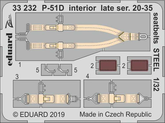 Eduard 33232 Etched Aircraft Detailling Set 1:32 North-American P-51D Mustang in