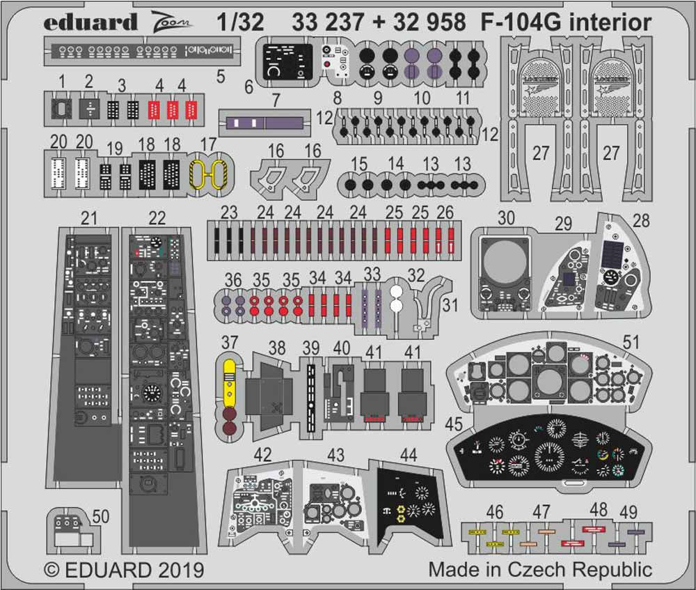 Eduard 33237 Etched Aircraft Detailling Set 1:32 Lockheed F-104G Starfighter int