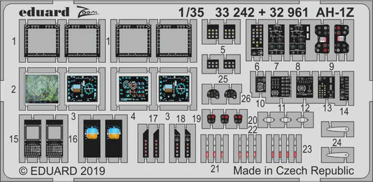 Eduard 33242 Etched Aircraft Detailling Set 1:32 Bell AH-1Z Shark Mouth 1/35