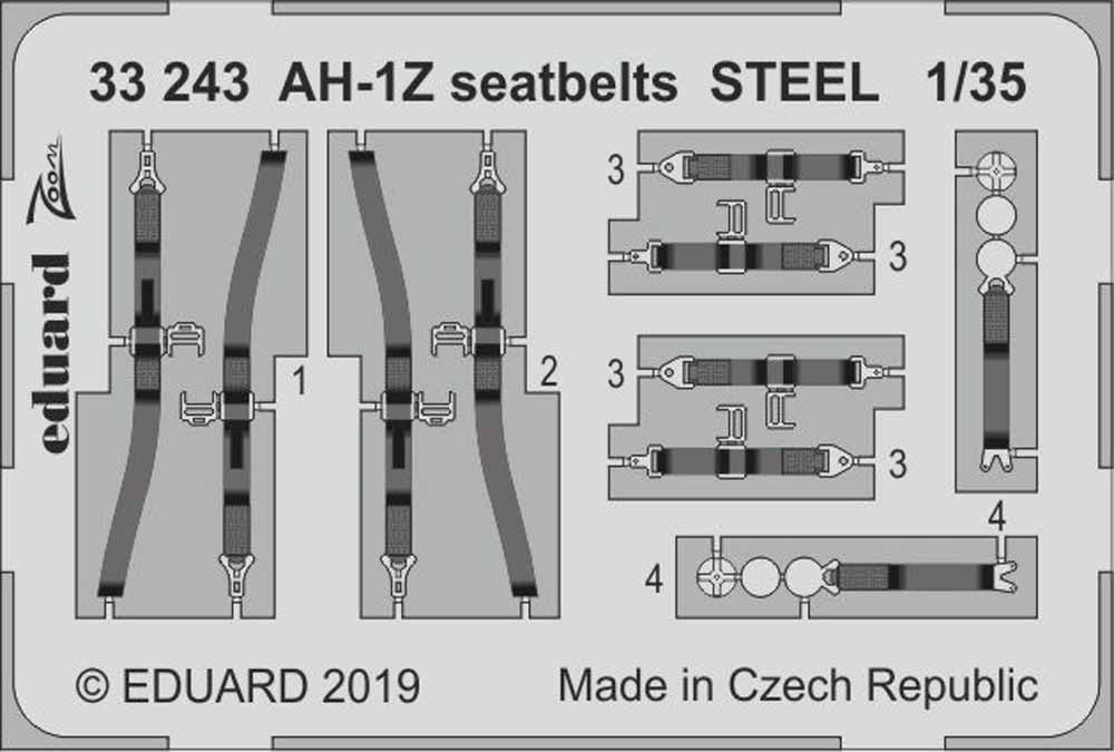 Eduard 33243 Etched Aircraft Detailling Set 1:32 Bell AH-1Z Shark Mouth seatbelt