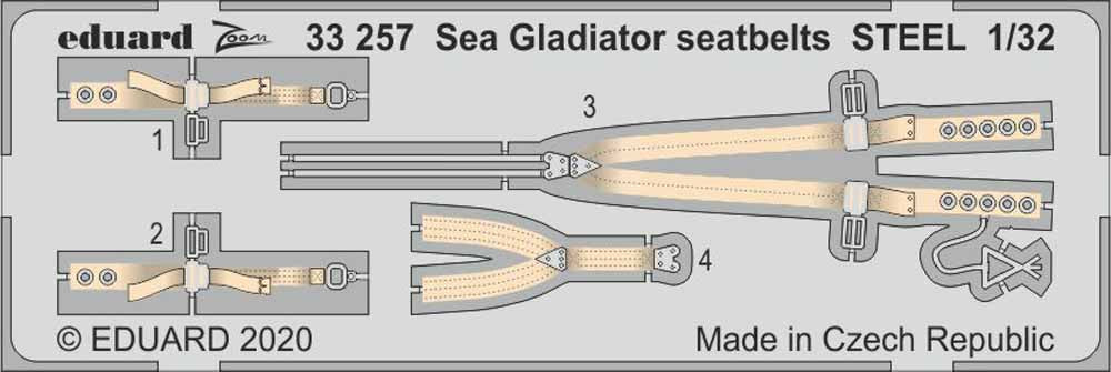 Eduard 33257 Etched Aircraft Detailling Set 1:32 Gloster Sea Gladiator seatbelts