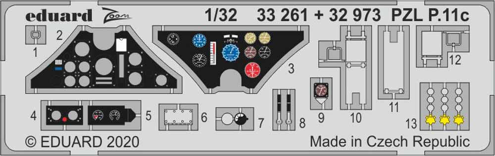 Eduard 33261 Etched Aircraft Detailling Set 1:32 PZL P.11c