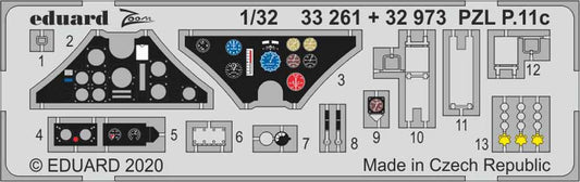 Eduard 33261 Etched Aircraft Detailling Set 1:32 PZL P.11c