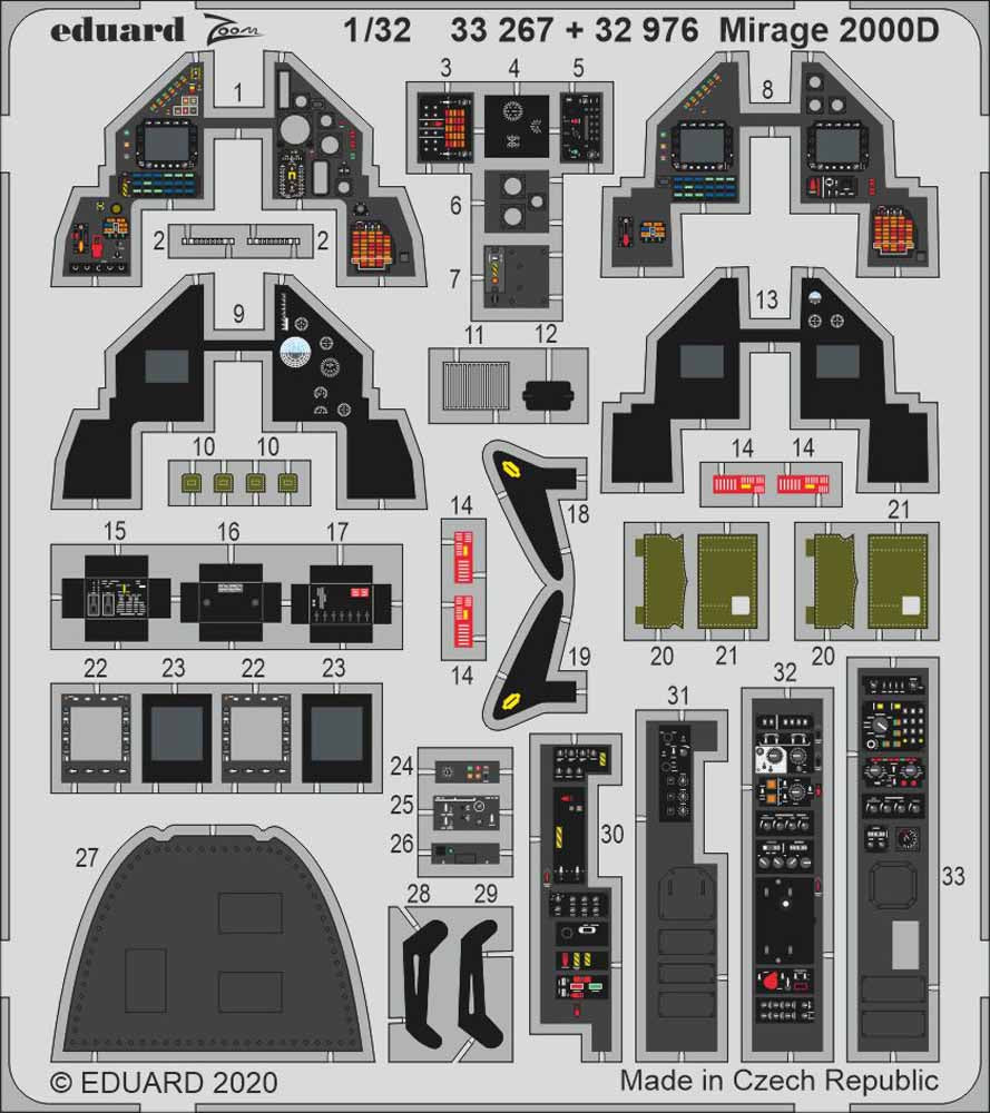 Eduard 33267 Etched Aircraft Detailling Set 1:32 Dassault Mirage 2000D