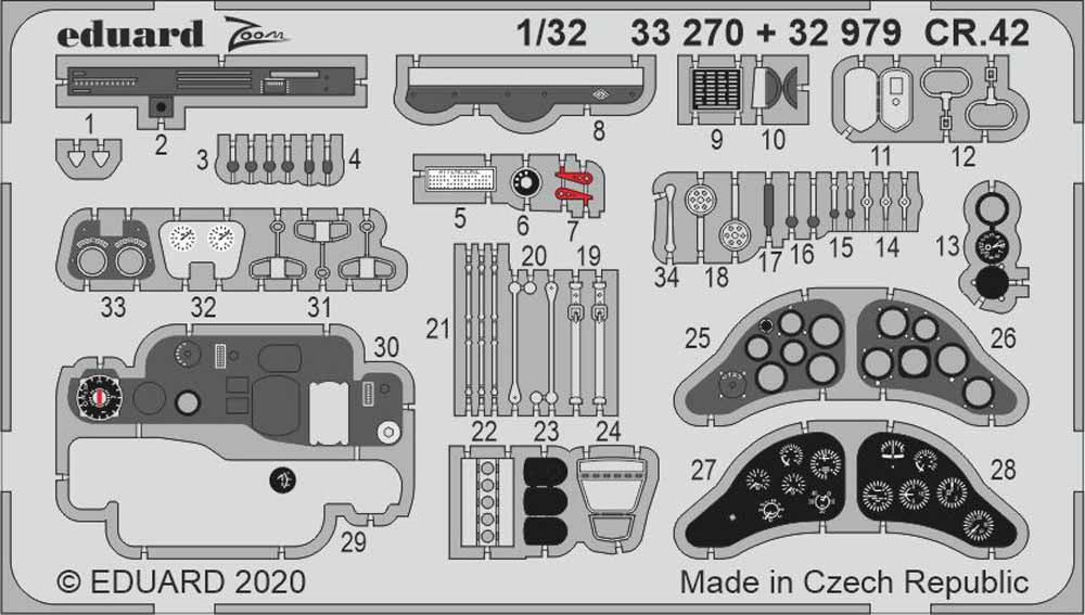 Eduard 33270 Etched Aircraft Detailling Set 1:32 Fiat CR.42