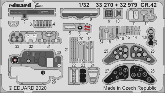 Eduard 33270 Etched Aircraft Detailling Set 1:32 Fiat CR.42