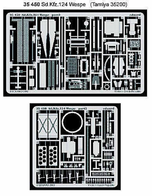 Eduard 35450 1:35 Etched Detailing Set for Tamiya Kit German Sd.Kfz.124 'Wespe'
