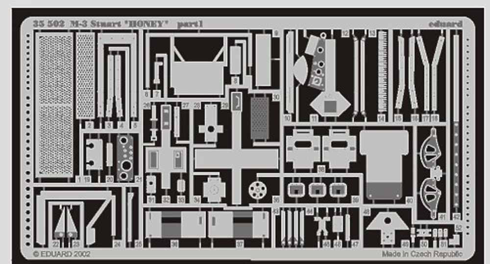 Eduard 35502 1:35 Etched Detailing Set for Academy Kits M3 Stuart Honey