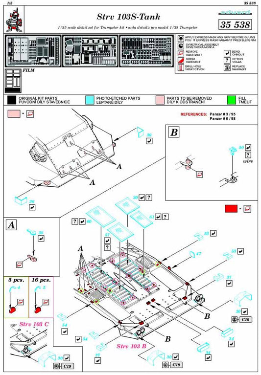 Eduard 35538 1:35 Etched Detailing Set for Trumpeter Kits Swedish Strv.103 S-Tan
