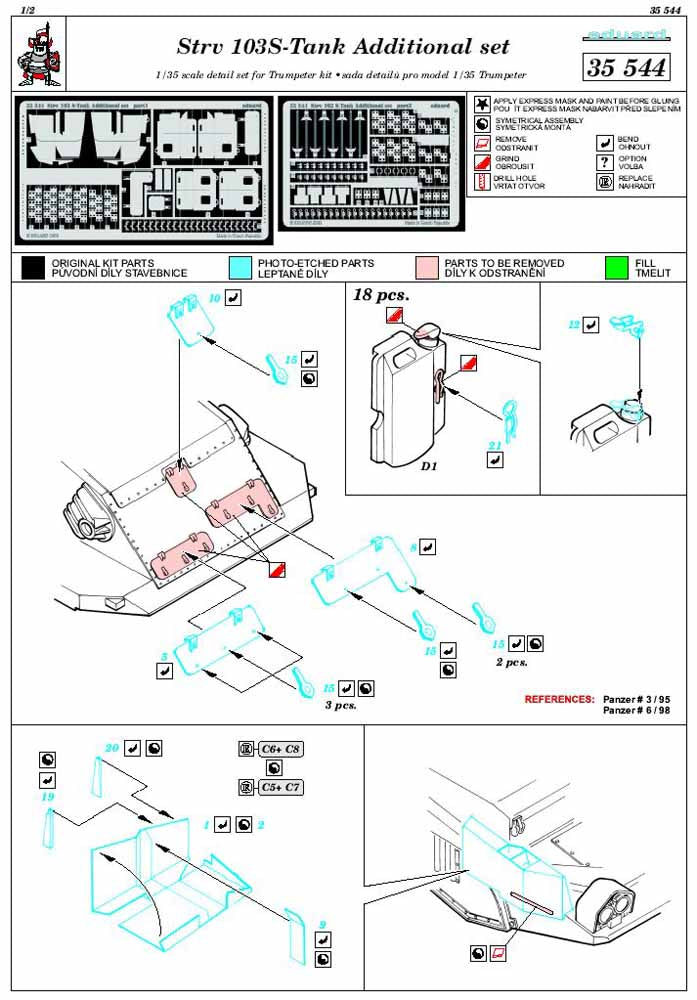 Eduard 35544 1:35 Etched Detailing Set for Trumpeter Kits Swedish Strv.103 S-Tan