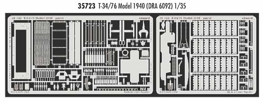 Eduard 35723 1:35 Etched Detailing Set for Dragon Kit Soviet T-34/76 Model 1940