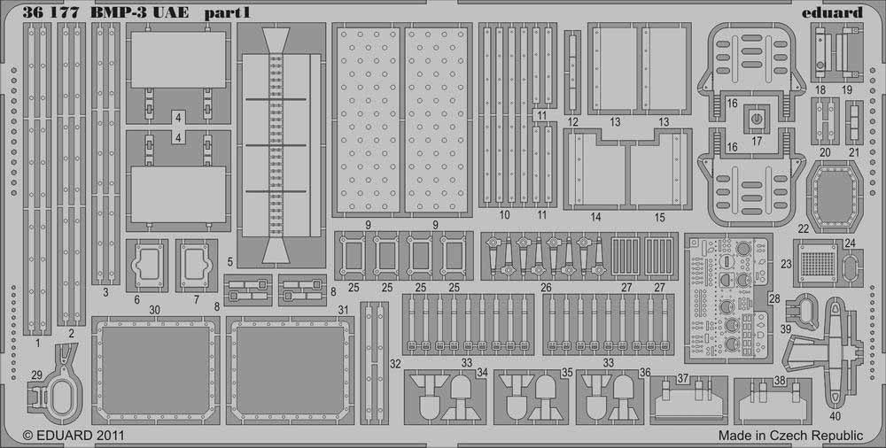 Eduard 36177 1:35 Etched Detailing Set for Trumpeter Kits Soviet BMP-3 UAE
