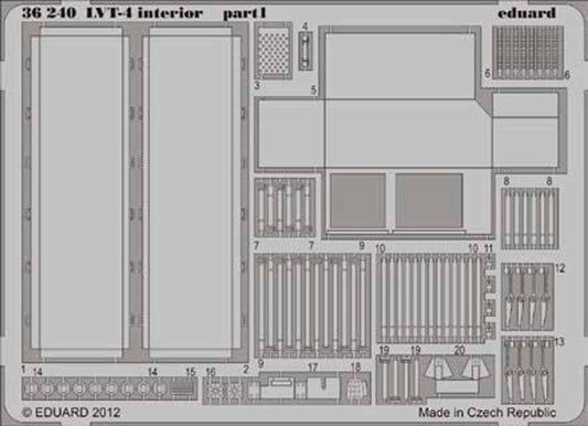 Eduard 36240 1:35 Etched Detailing Set for AFV Club Kits LVT-4 Water Buffalo int