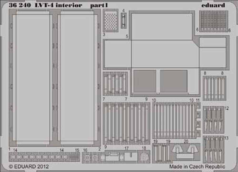 Eduard 36240 1:35 Etched Detailing Set for AFV Club Kits LVT-4 Water Buffalo int