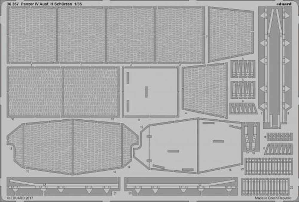 Eduard 36357 1:35 Etched Detailing Set for Zvezda Kits Pz.Kpfw.IV Ausf.H schurzen