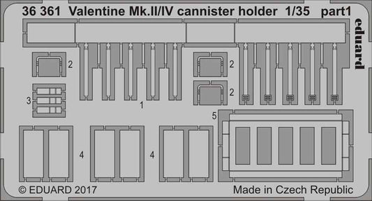 Eduard 36361 1:35 Etched Detailing Set for Tamiya Kits Valentine Mk.II/IV cannis
