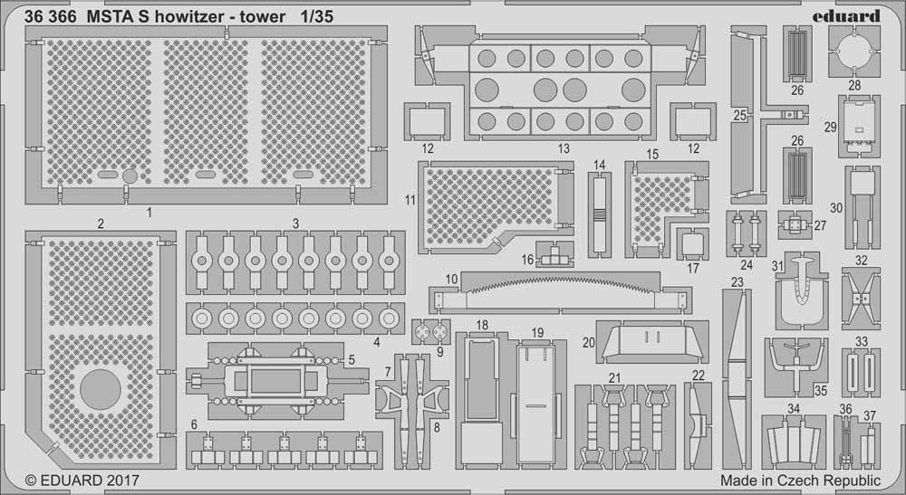 Eduard 36366 1:35 Etched Detailing Set for Zvezda Kits MSTA Self Propelled Howit