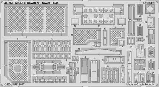 Eduard 36366 1:35 Etched Detailing Set for Zvezda Kits MSTA Self Propelled Howit