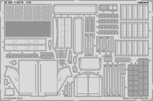 Eduard 36395 1:35 Etched Detailing Set for Academy Kits Soviet T-34/76