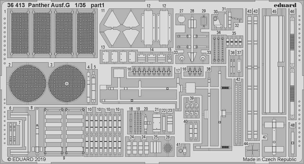 Eduard 36413 1:35 Etched Detailing Set for Academy Kits Pz.Kpfw.V Ausf.G Panther