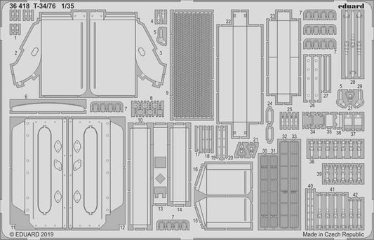 Eduard 36418 1:35 Etched Detailing Set for Zvedza Kits Soviet T-34/76