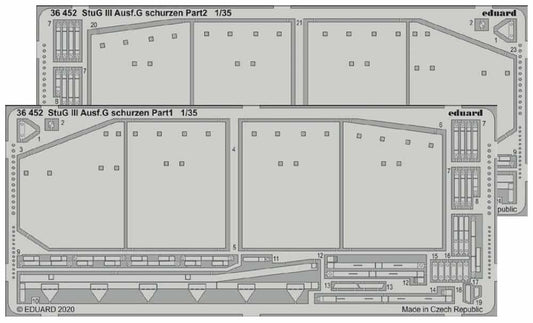 Eduard 36452 1:35 Etched Detailing Set for Takom Kits StuG III Ausf.G schurzen 1