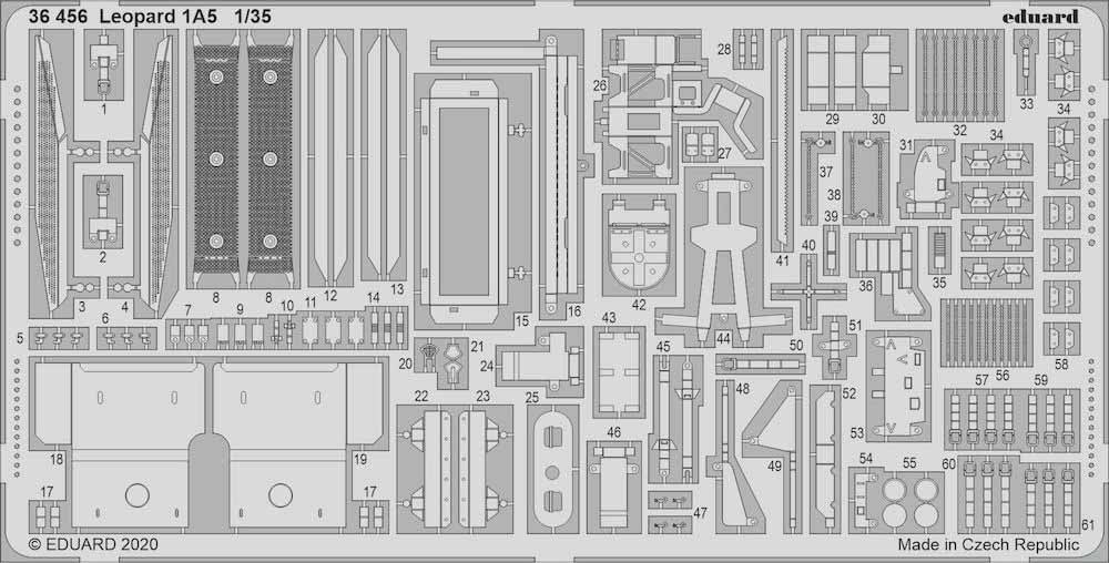 Eduard 36456 1:35 Etched Detailing Set for Hobby Boss Kits Leopard 1A5 1/35