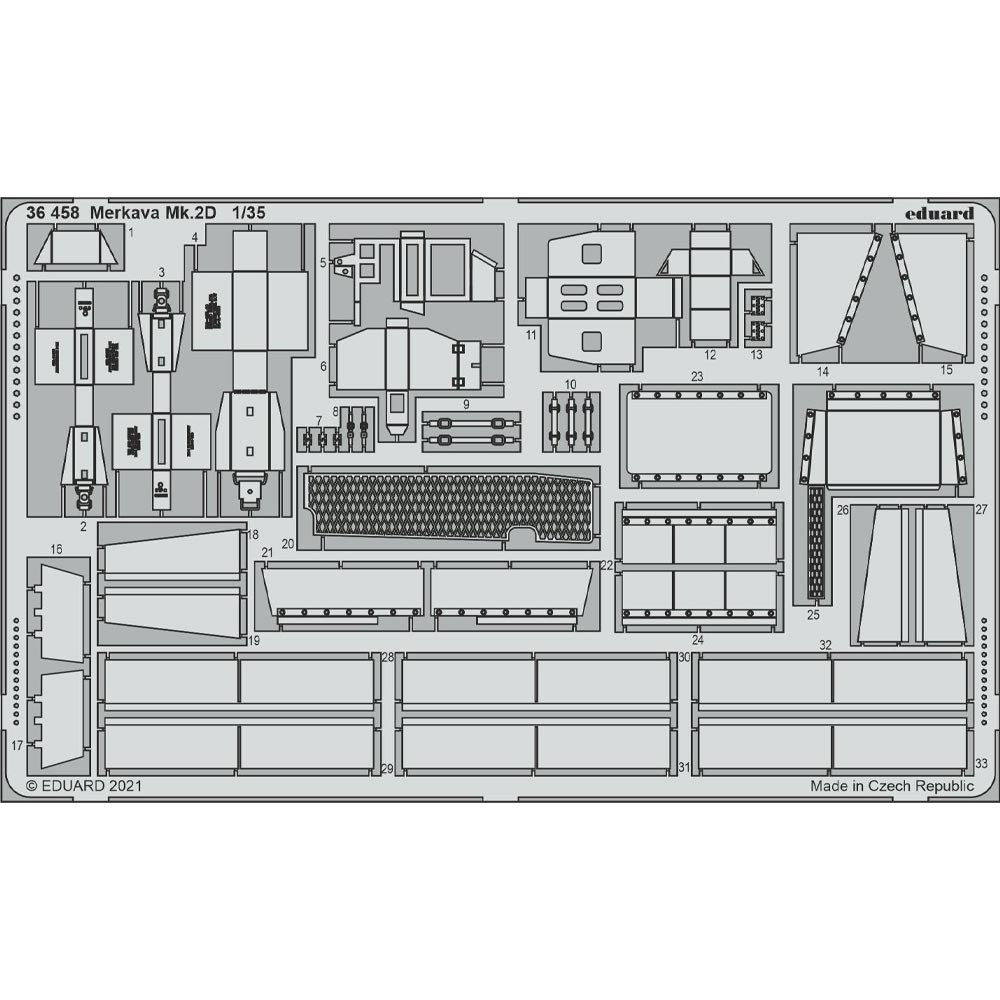 Eduard 36458 1:35 Etched Detailing Set for Takom Kits Merkava MK.2D 1/35