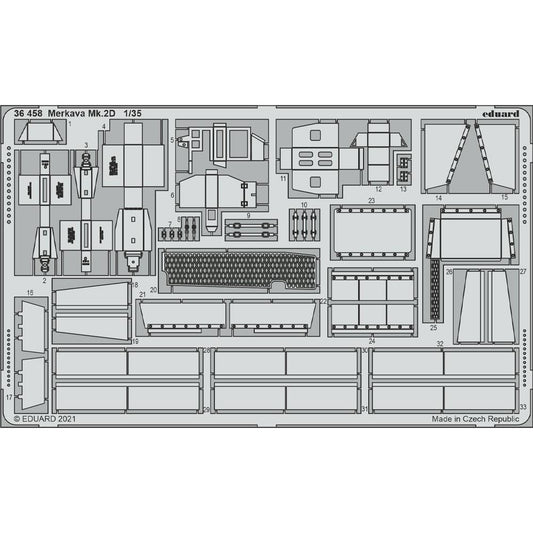 Eduard 36458 1:35 Etched Detailing Set for Takom Kits Merkava MK.2D 1/35