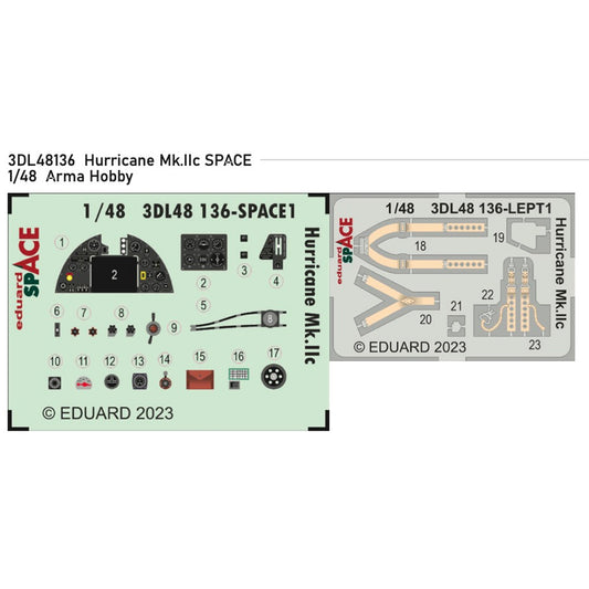 Eduard 3DL48136 Hawker Hurricane Mk.IIc SPACE 1:48 Arma Model Kit 3D Decal Set