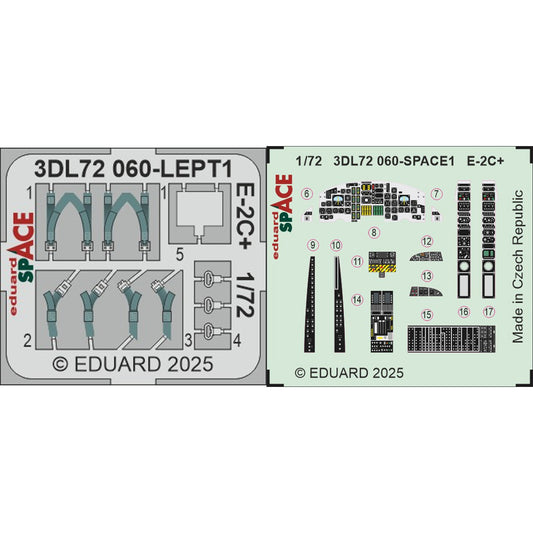 Eduard 3DL72060 Grumman E-2C+ Hawkeye SPACE 1:72 Decal Set for Heller 82300