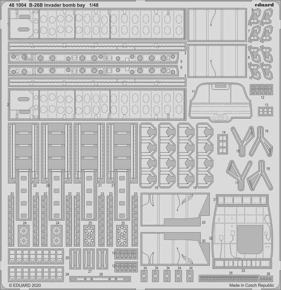 Eduard 481004 Etched Aircraft Detailling Set 1:48 Douglas B-26B-50 Invader bomb