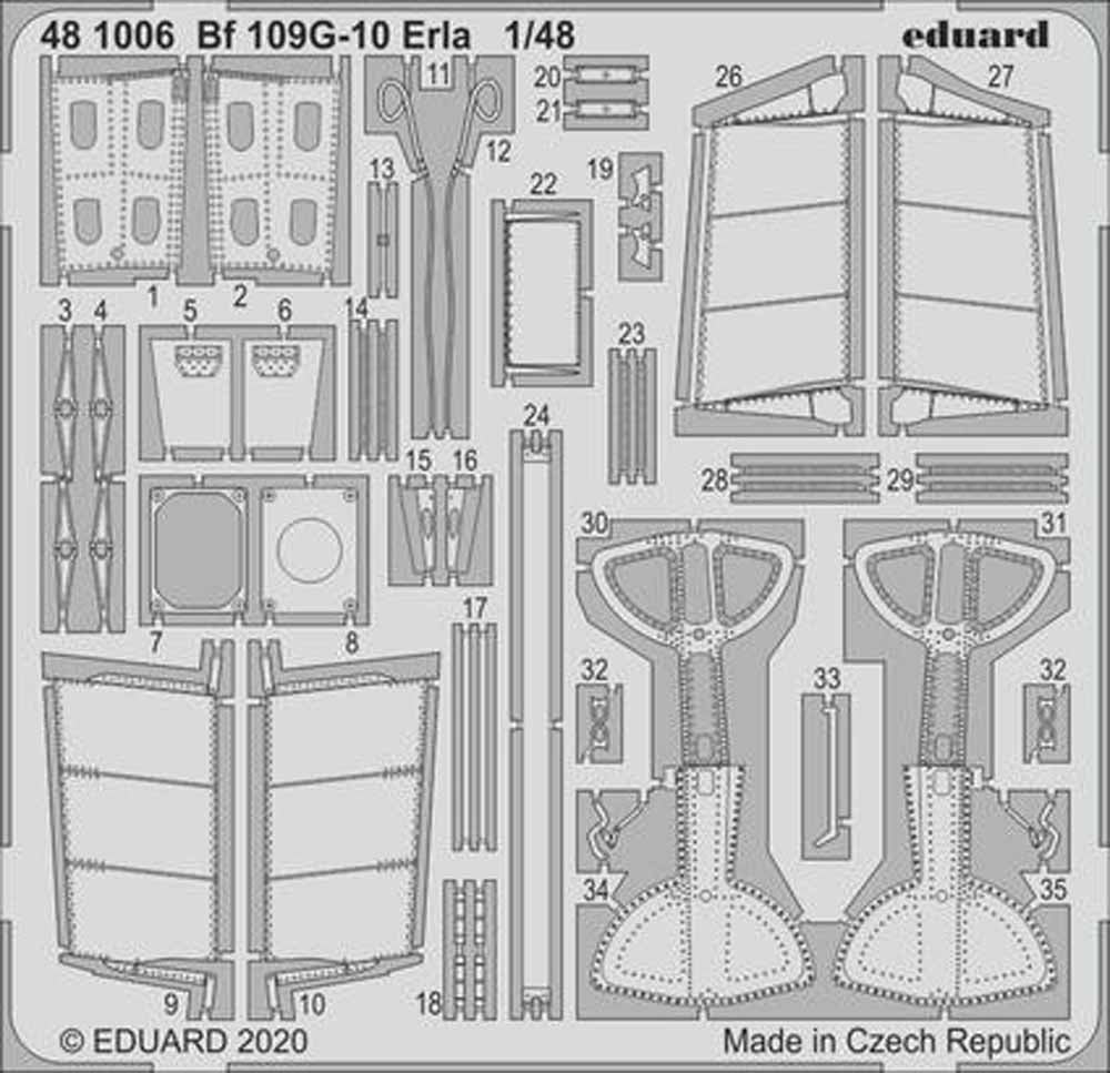 Eduard 481006 Etched Aircraft Detailling Set 1:48 Messerschmitt Bf-109G-10 Erla