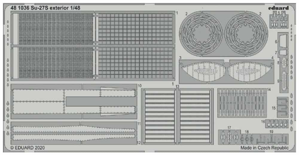 Eduard 481036 Etched Aircraft Detailling Set 1:48 Sukhoi Su-27S exterior