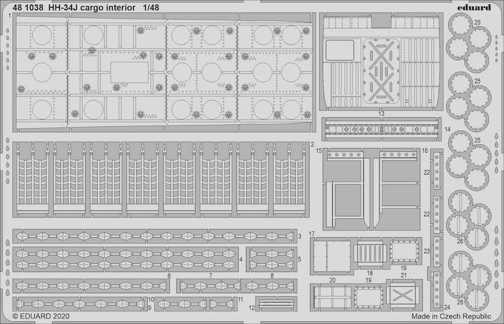 Eduard 481038 Etched Aircraft Detailling Set 1:48 Sikorsky HH-34J cargo interior