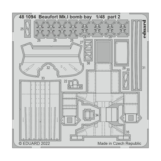 Eduard Bristol Beaufort Mk.I Bomb Bay 1:48 Decals for ICM 481094
