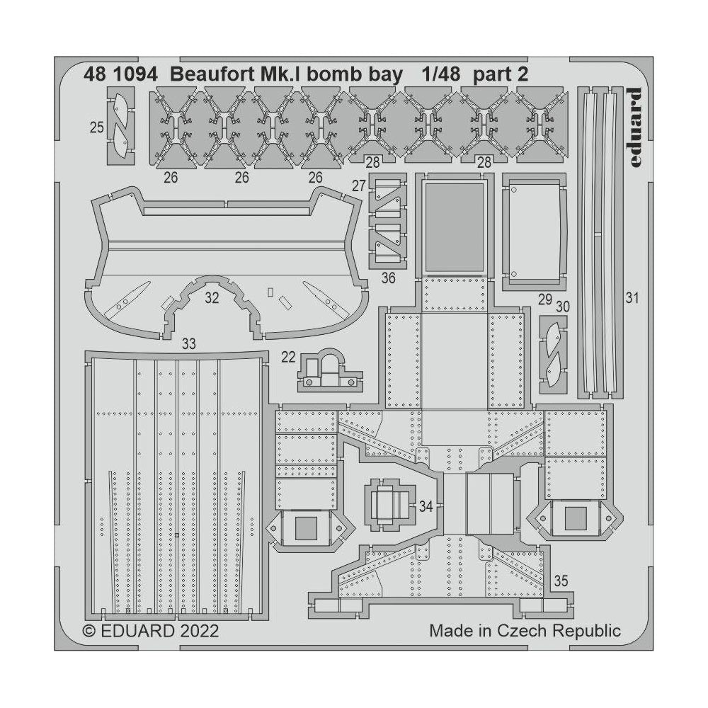 Eduard Bristol Beaufort Mk.I Bomb Bay 1:48 Decals for ICM 481094