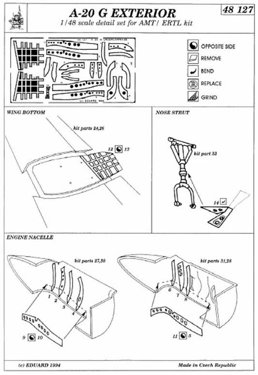 Eduard 48127 Etched Aircraft Detailling Set 1:48 Douglas A-20 Havoc Undercarriag