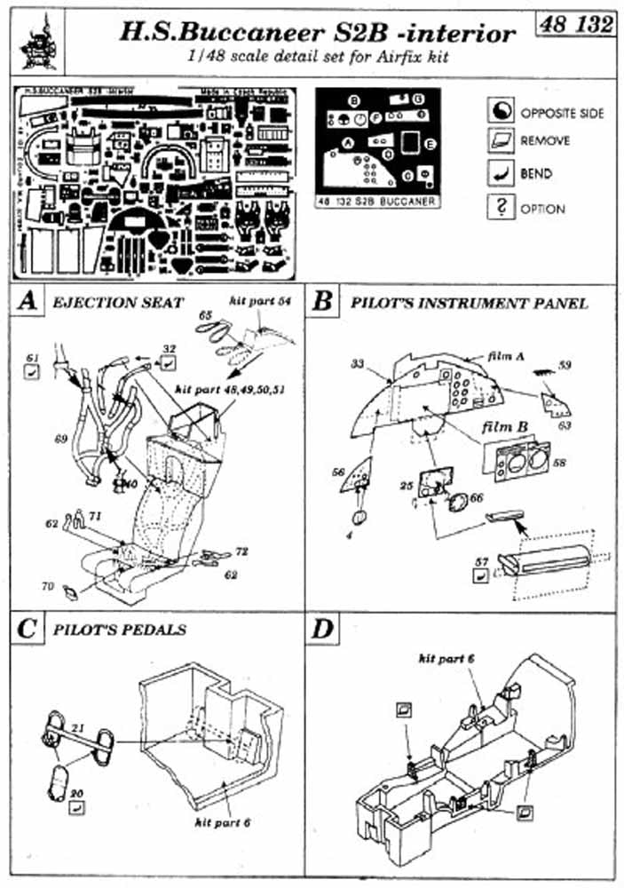 Eduard 48132 Etched Aircraft Detailling Set 1:48 Blackburn/Hawker-Siddeley Bucca