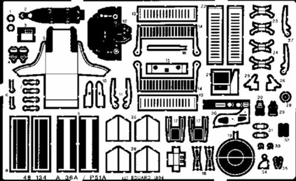 Eduard 48134 Etched Aircraft Detailling Set 1:48 North-American A-36/North-Ameri